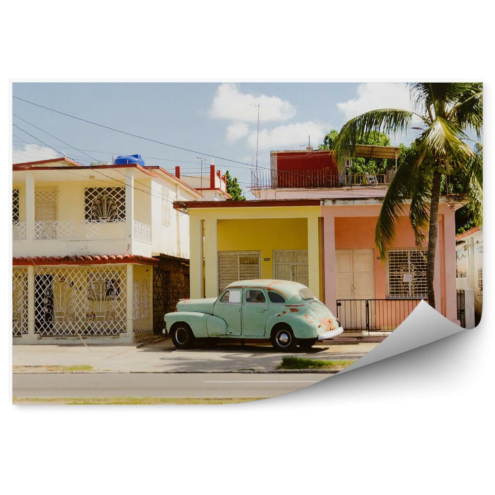 Okleina ścienna Kolorowe budynki domy kuba auto palma