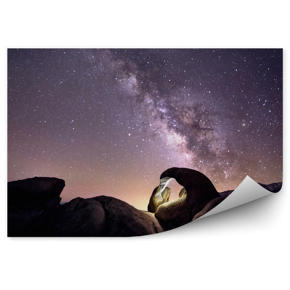 Fototapeta Widok pustynia skały gwiazdy droga mleczna niebo galaktyka