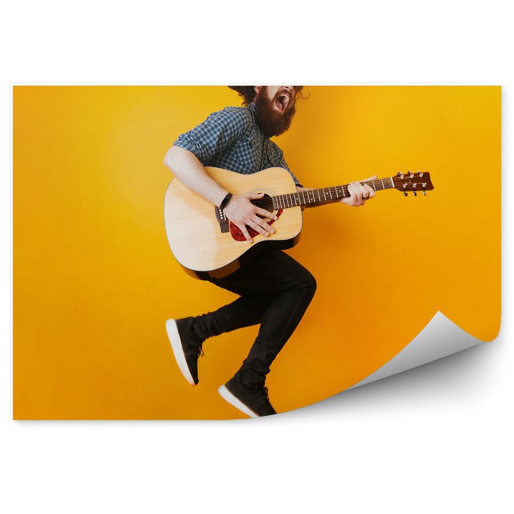 Fototapeta Brodacz z gitarą żółte tło