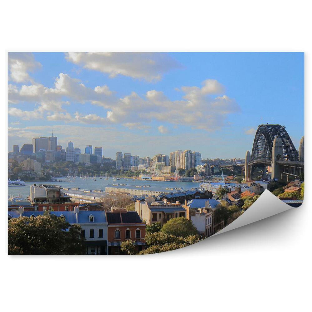 Okleina na ścianę port Jackson budynki ocean drzewa niebo chmury Sydney