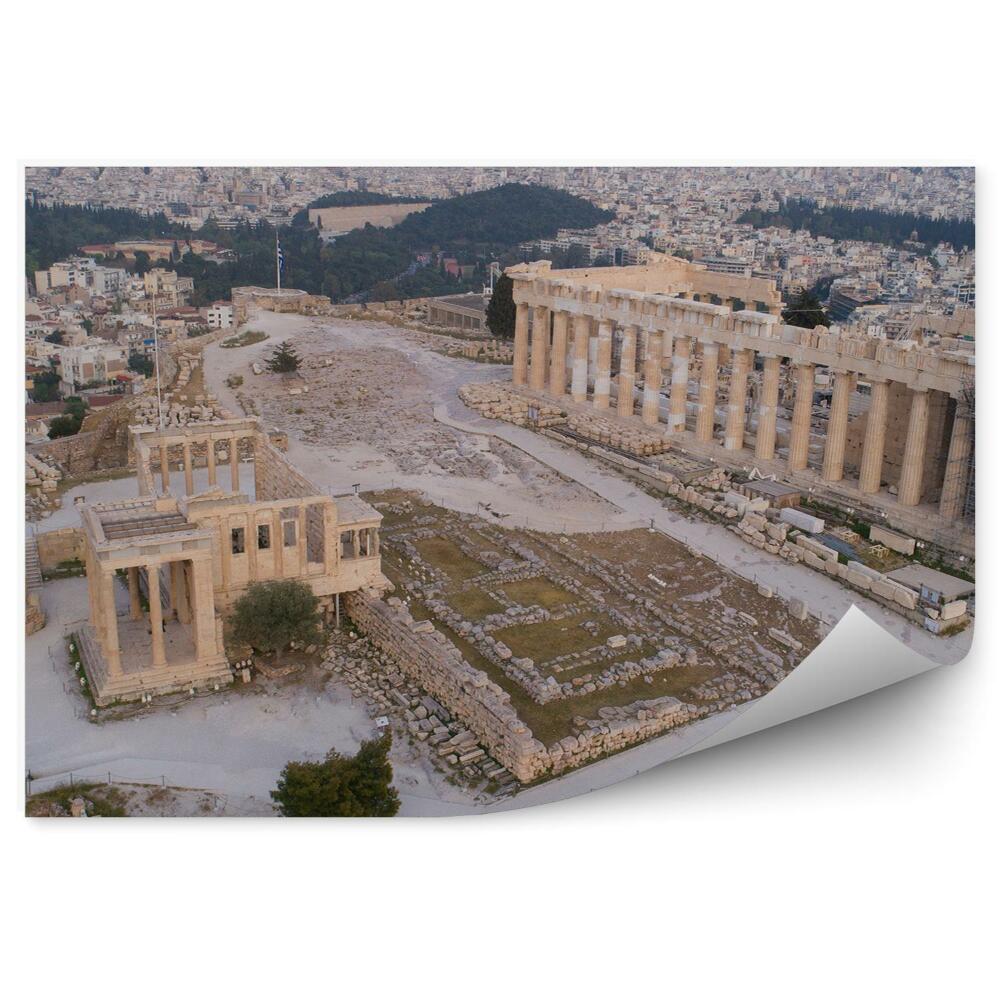 Okleina na ścianę widok z lotu ptak ruiny starożytność miasto Ateny Grecja