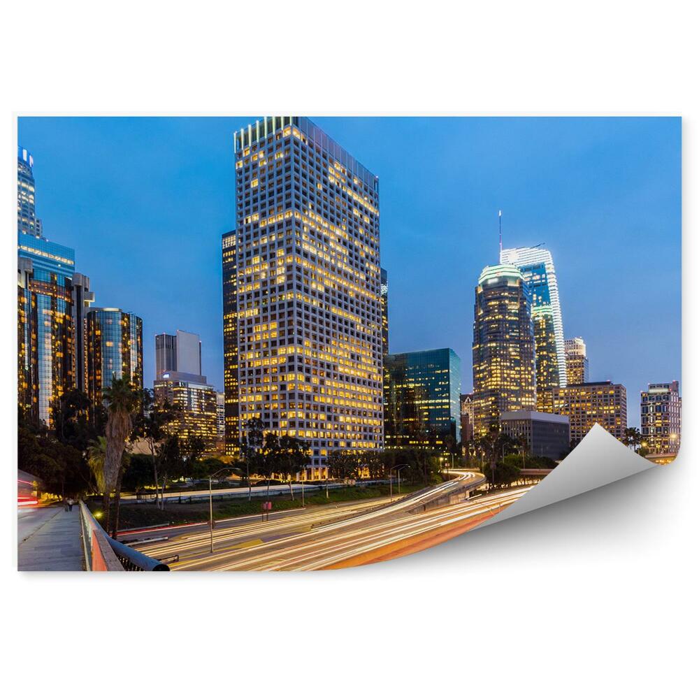 Fototapeta wieżowce Los Angeles światła autostrada ruch
