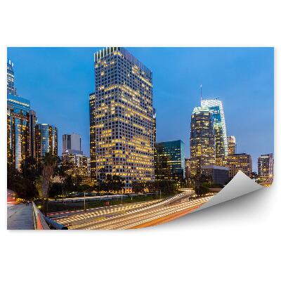 Fototapeta wieżowce Los Angeles światła autostrada ruch