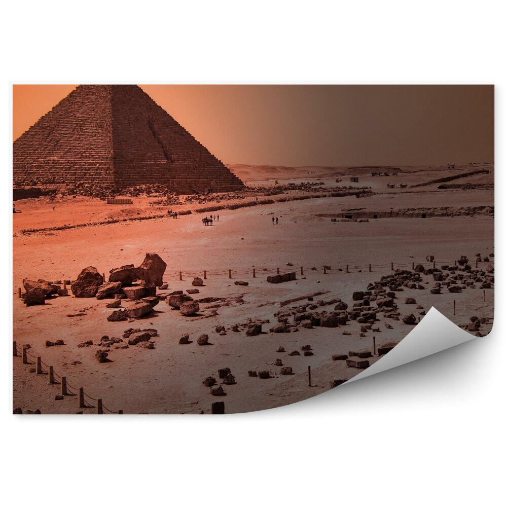 Okleina ścienna Kair piramida skały piasek podróżnicy turyści