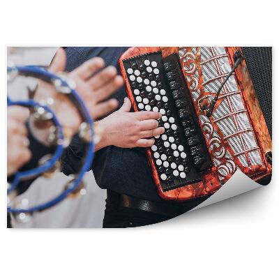 Fototapeta Muzycy akordeon tamburyn zabawa