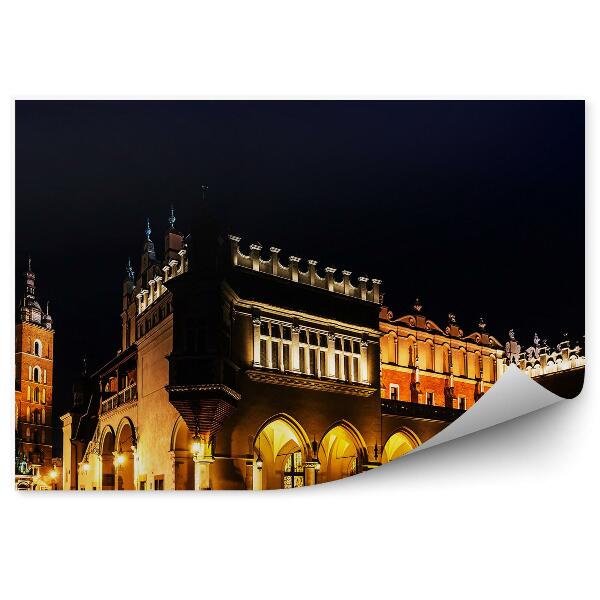 Fototapeta na ścianę Sukiennice kościół mariacki Kraków noc