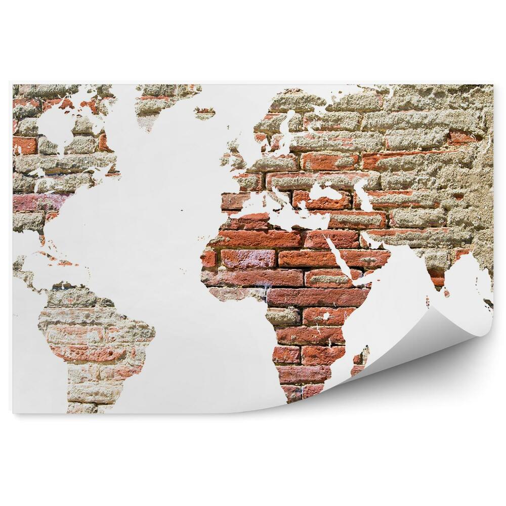 Fototapeta na ścianę Mapa świata z postarzałych cegieł