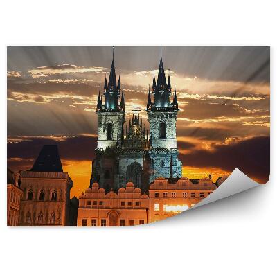 Okleina na ścianę stare miasto Praga niebo chmury