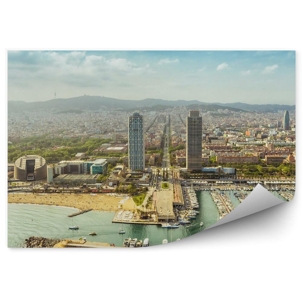 Okleina ścienna port Olimpic panorama miasta Barcelona