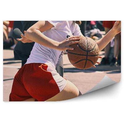 Fototapeta samoprzylepna Koszykarz kosz piłka palmy niebo los angeles