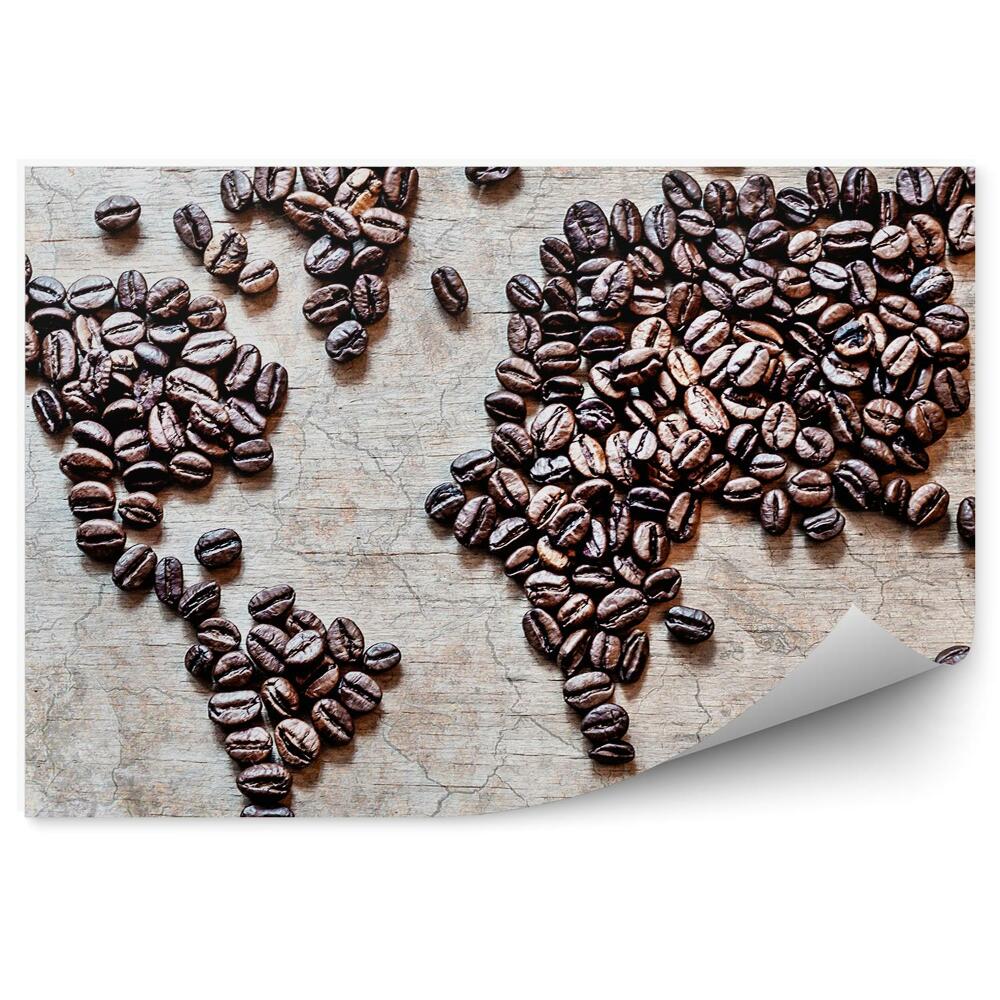 Fototapeta na ścianę Mapa kontynentów z ziaren kawy