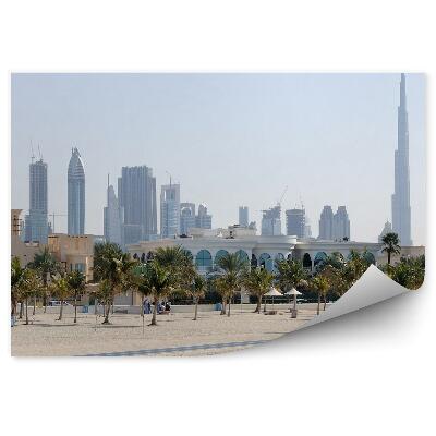 Okleina ścienna Plaża palmy miasto wieżowce dubaj
