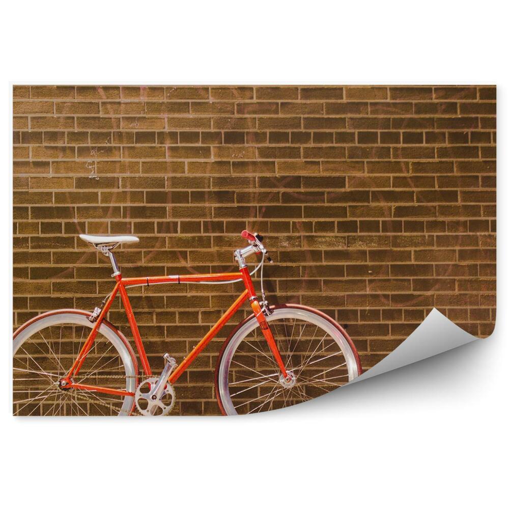 Okleina na ścianę Mur cegły pomarańczowy rower