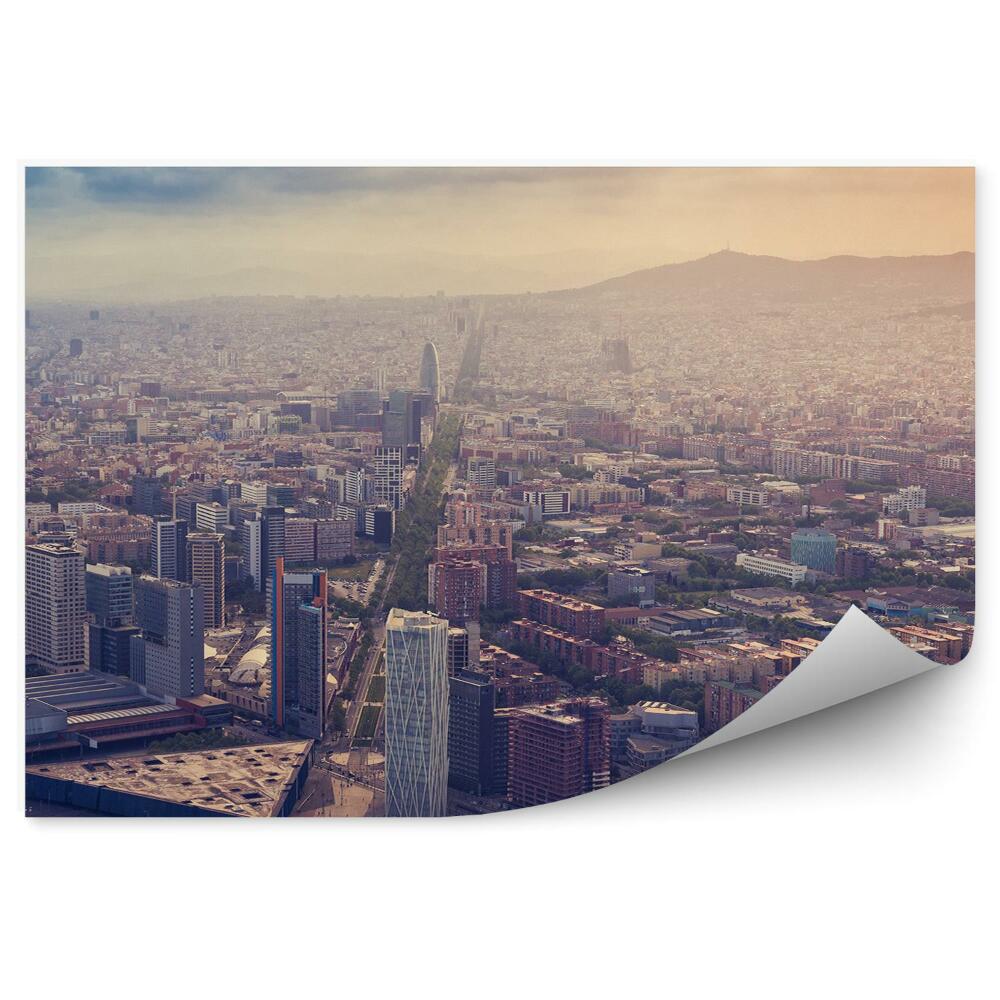 Okleina ścienna wieżowce Barcelona widok z lotu ptaka