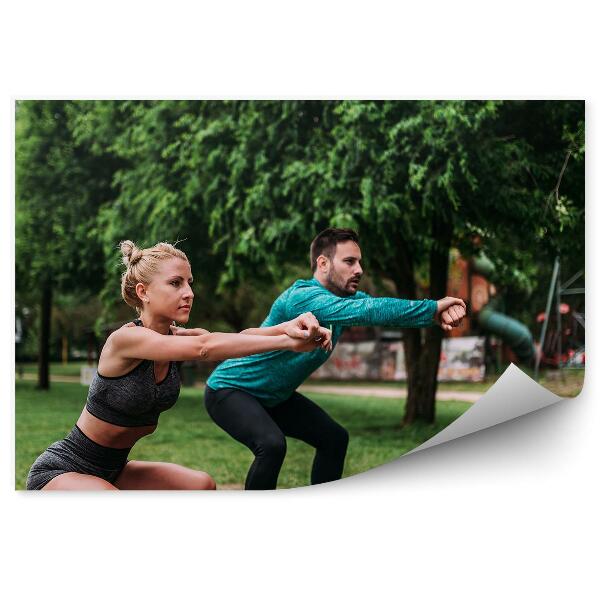 Fototapeta samoprzylepna Fitness drzewo sport rozciąganie