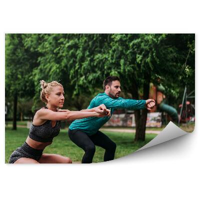 Fototapeta samoprzylepna Fitness drzewo sport rozciąganie
