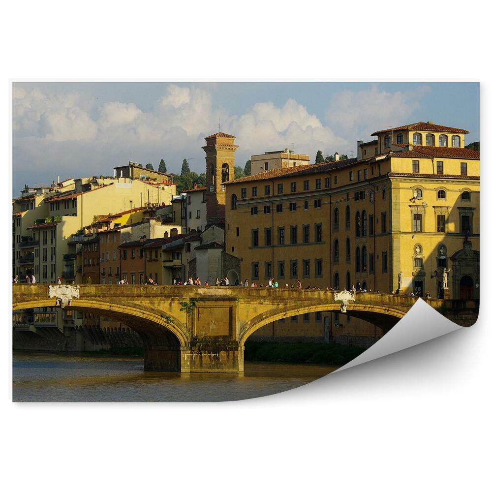 Fototapeta most Trójcy Świętej noc budynki rzeka Arno Florencja Włochy