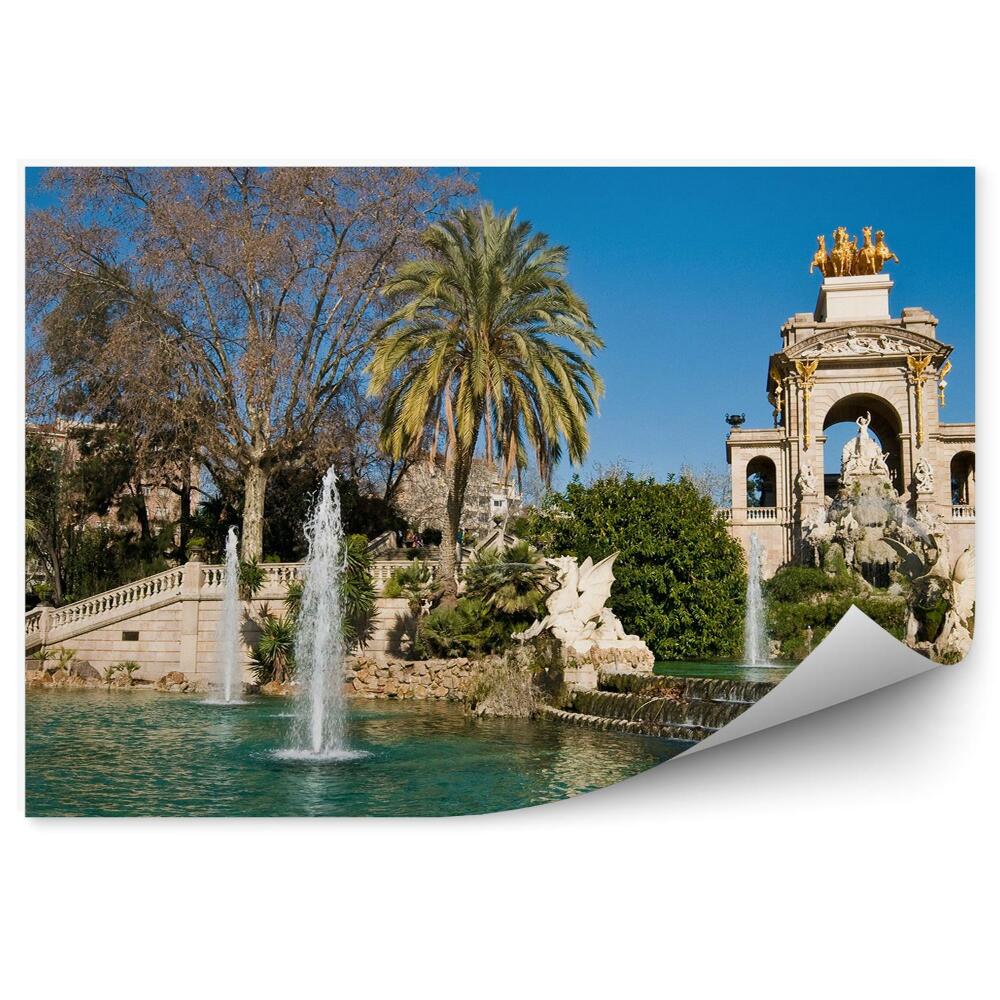 Okleina ścienna fontanna drzewa park Cytadel Barcelona