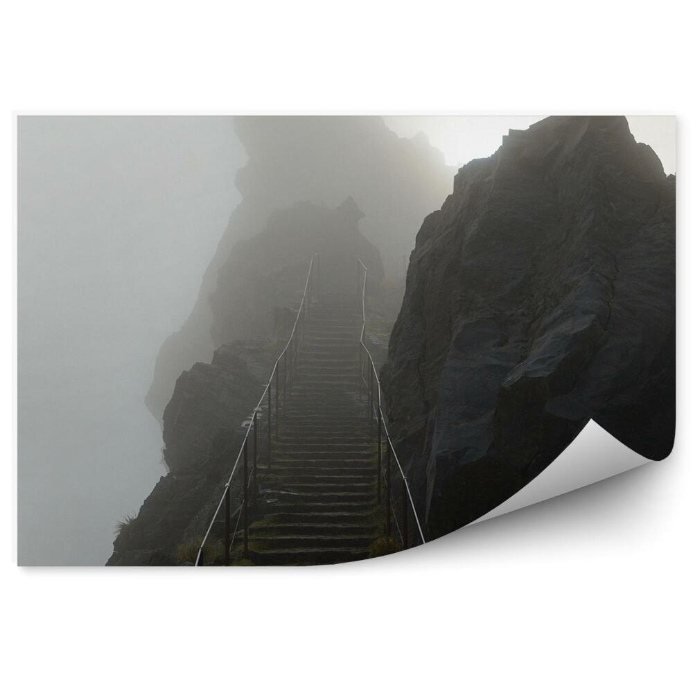 Okleina na ścianę Schody górskie szlak góry mgła