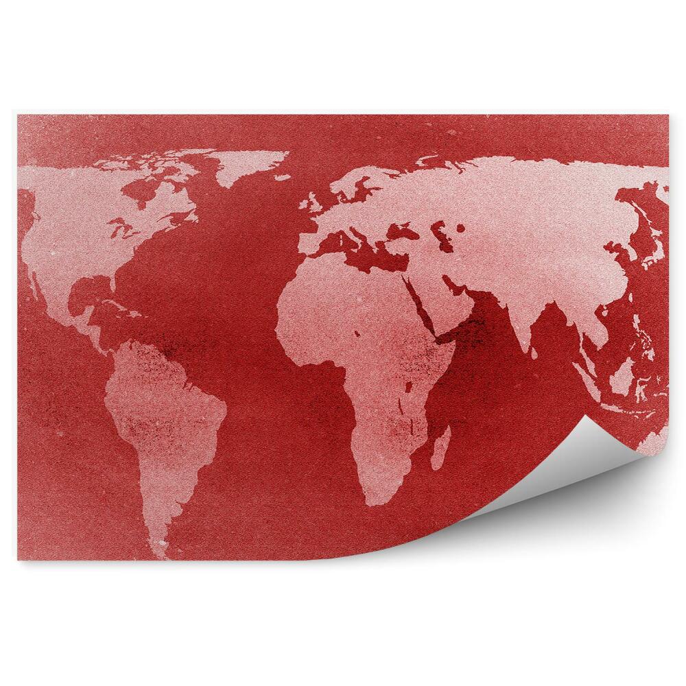 Fototapeta na ścianę Mapa świata vintage na czerwonym tle