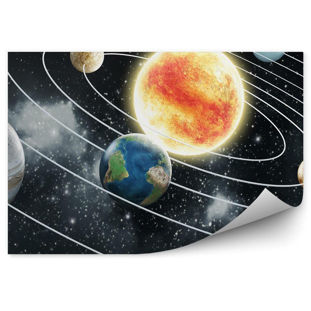 Fototapeta Schemat układu słonecznego planety słońce gwiazdy mgławice orbity