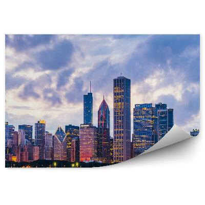 Fototapeta na ścianę wieżowce ocean światła drzewa niebo chmury