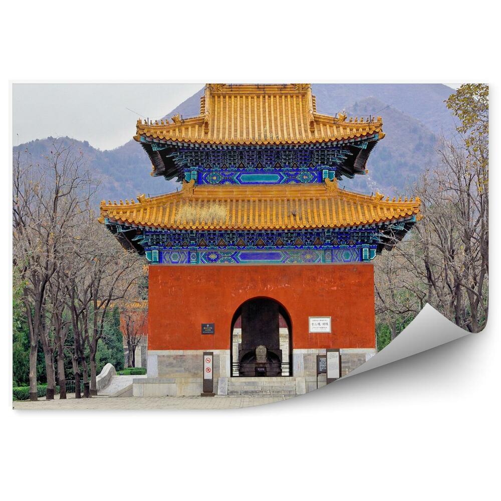 Okleina ścienna Antyczna brama świątynia chiny roślinność