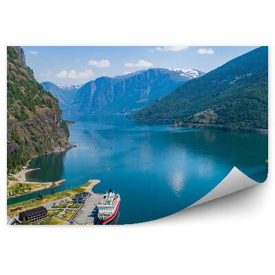 Fotopeta Widok z lotu ptaka zatoka statek miasteczko