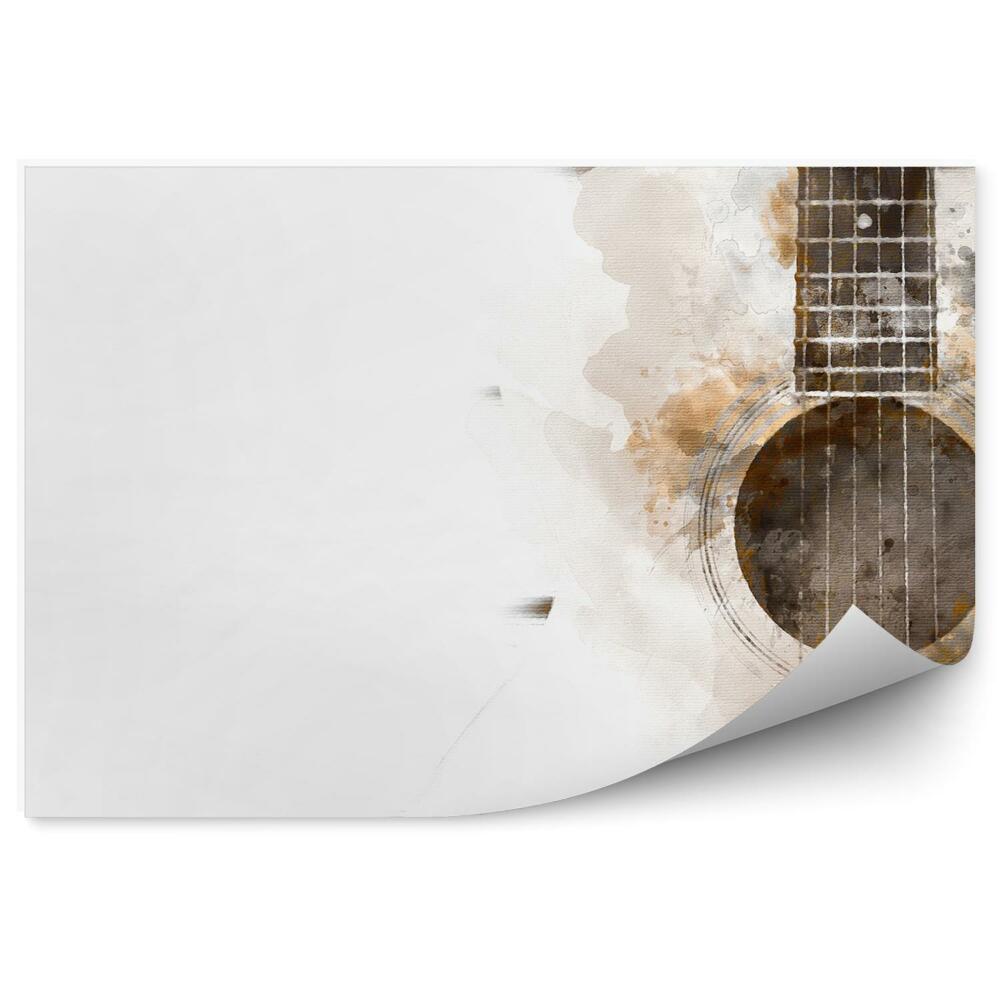 Fototapeta Plamy malowana gitara struny białe tło