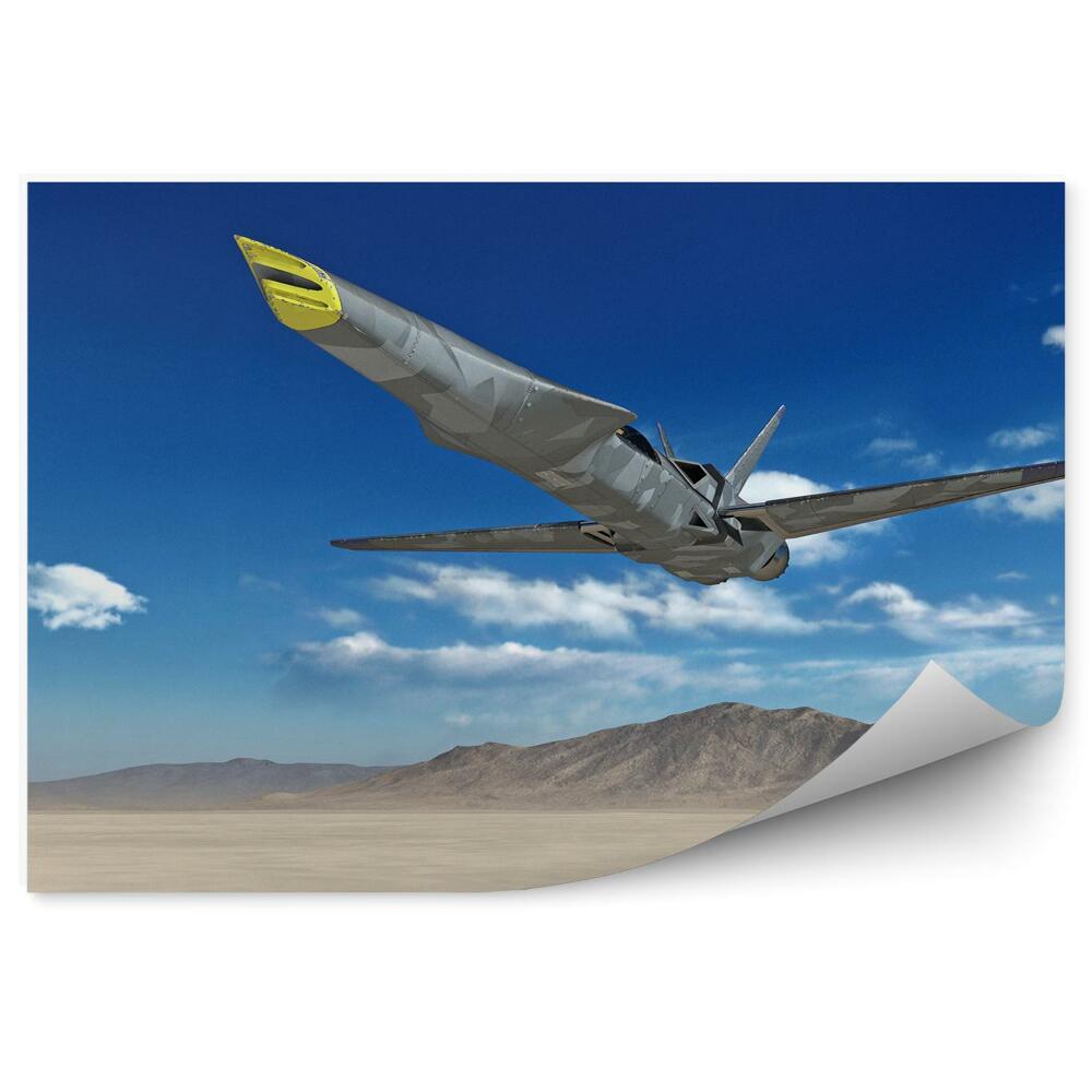 Fotopeta Futurystyczny wojskowy samolot lot niebo pustynia