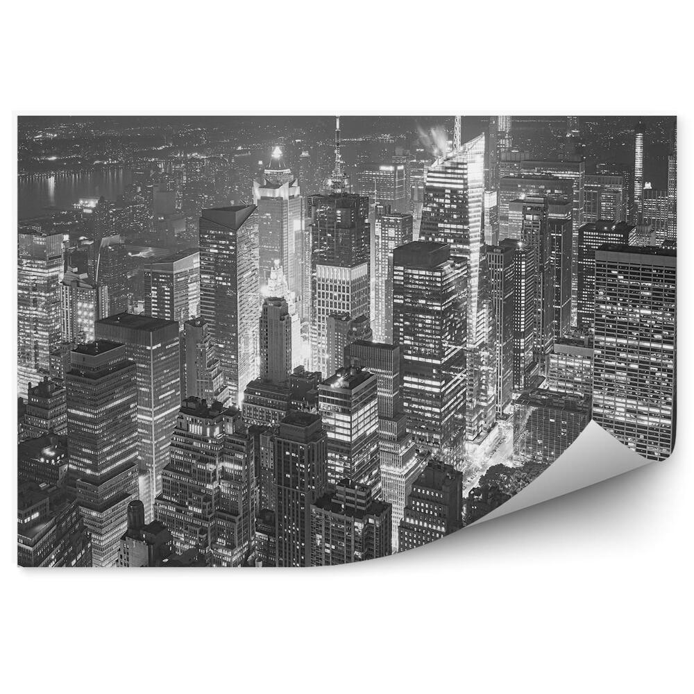 Fototapeta Czarno-białe wieżowce Manhattan Nowy Jork chmury