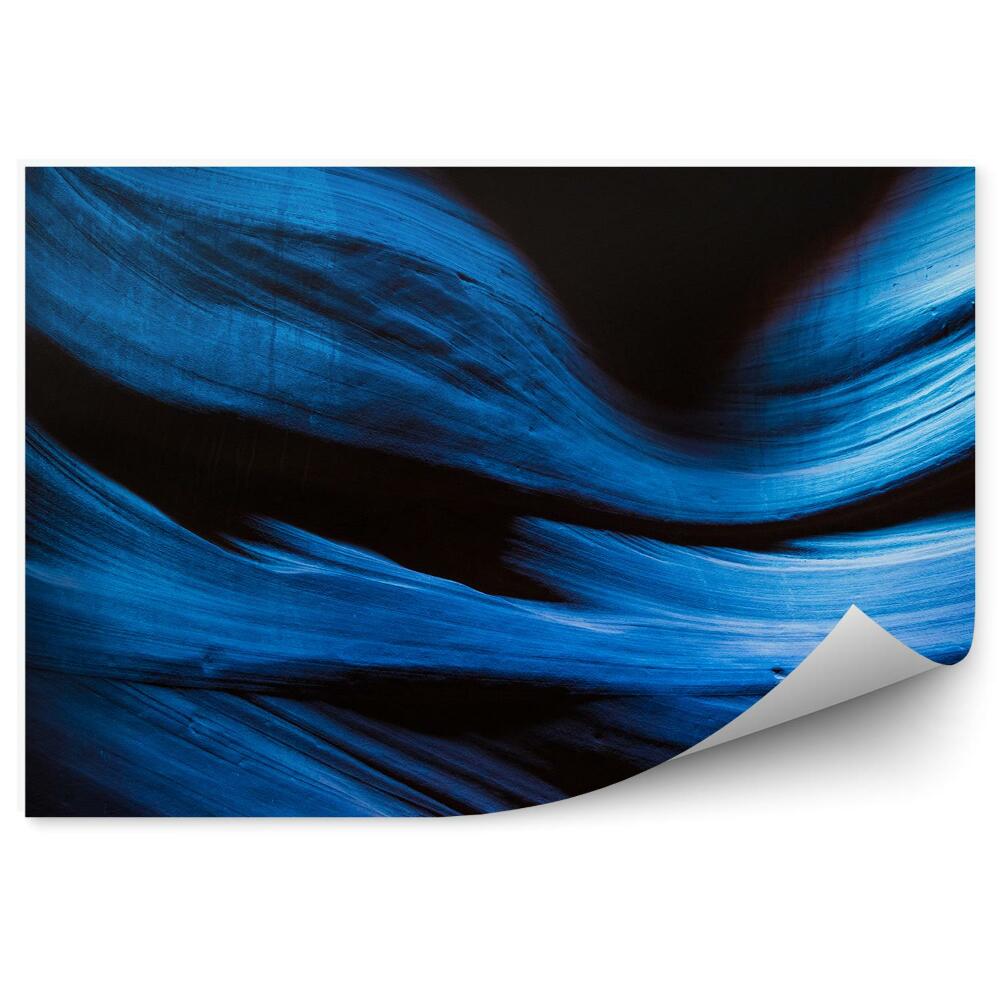 Okleina ścienna Niebieskie fale abstrakcja czarne tło kanion