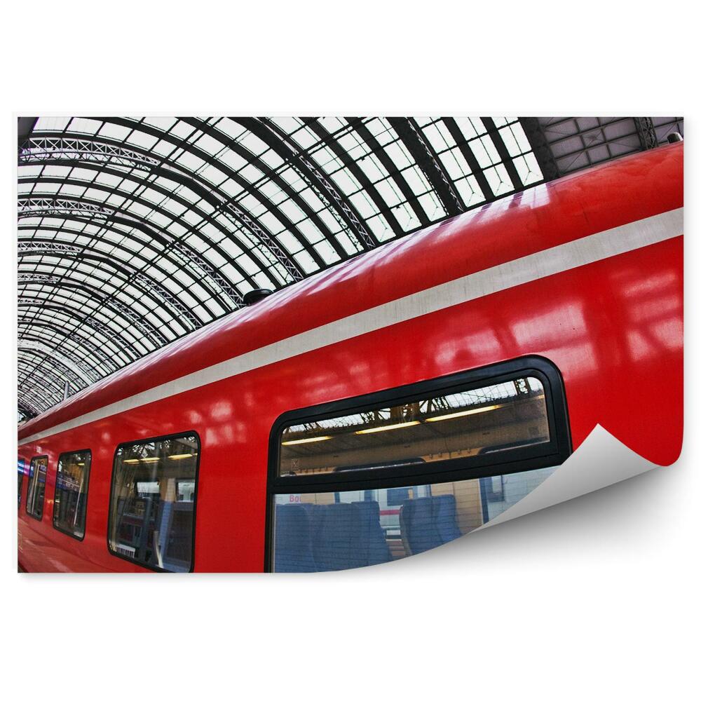 Okleina na ścianę Czerwony pociąg podróż transport