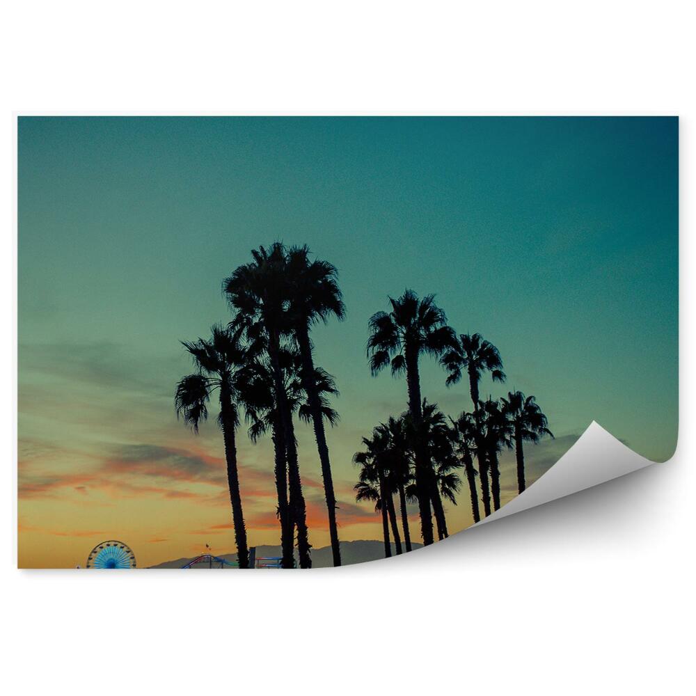 Okleina na ścianę Palmy karuzele plaża zachód słońca