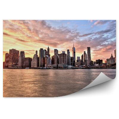 Okleina ścienna Nowy jork brooklyn most rzeka pochmurne niebo