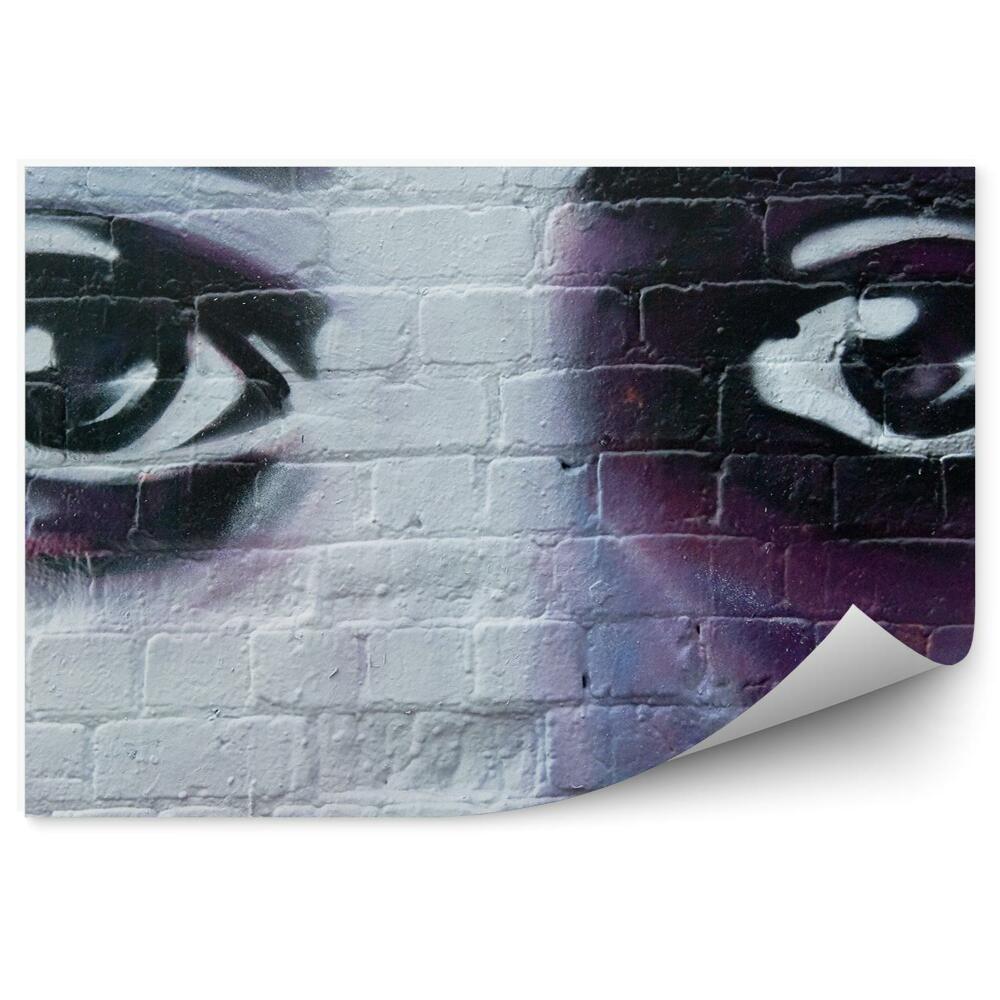 Okleina na ścianę Oczy cegła graffiti