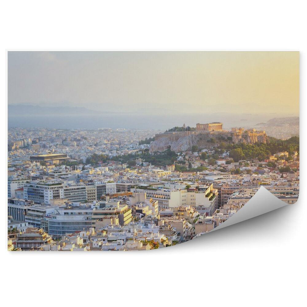 Okleina na ścianę widok z lotu ptak ruiny starożytność panorama miasto Ateny Grecja