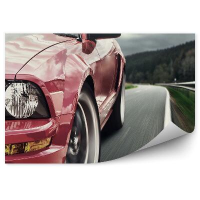 Fotopeta Droga auto czerwone prędkość dzrewa las