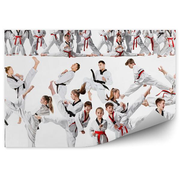 Fototapeta samoprzylepna Kolaż trening karate dzieci