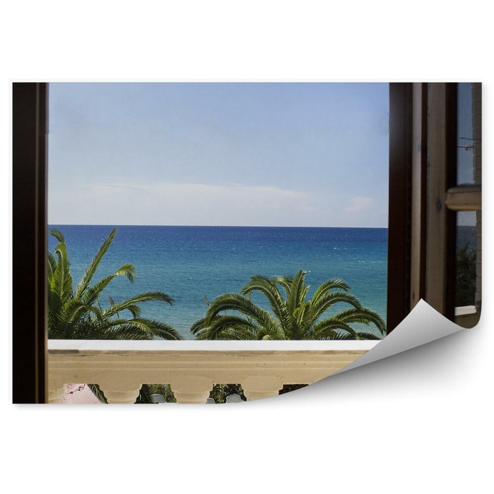 Okleina na ścianę Morze palmy lato za oknem