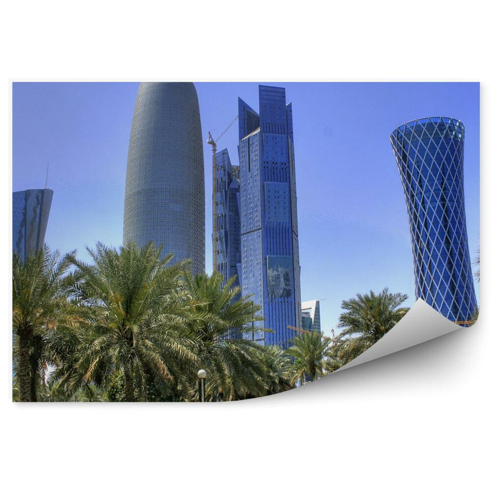 Okleina ścienna Katar palmy budynki miasto