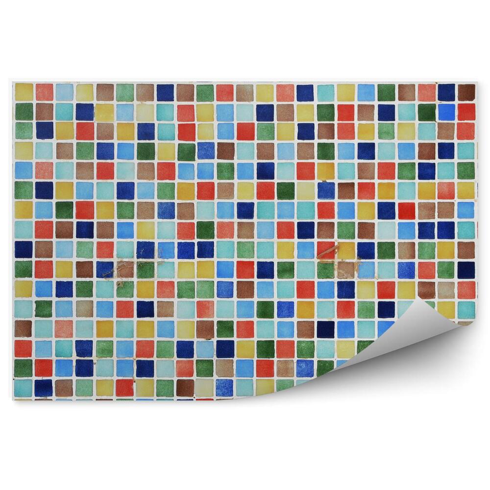 Okleina ścienna Kolorowa mozaika kratka kafelki płytki kostka wzór