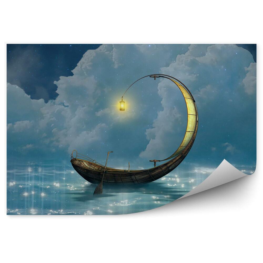 Okleina na ścianę Fantasy łódź deszcz woda chmury