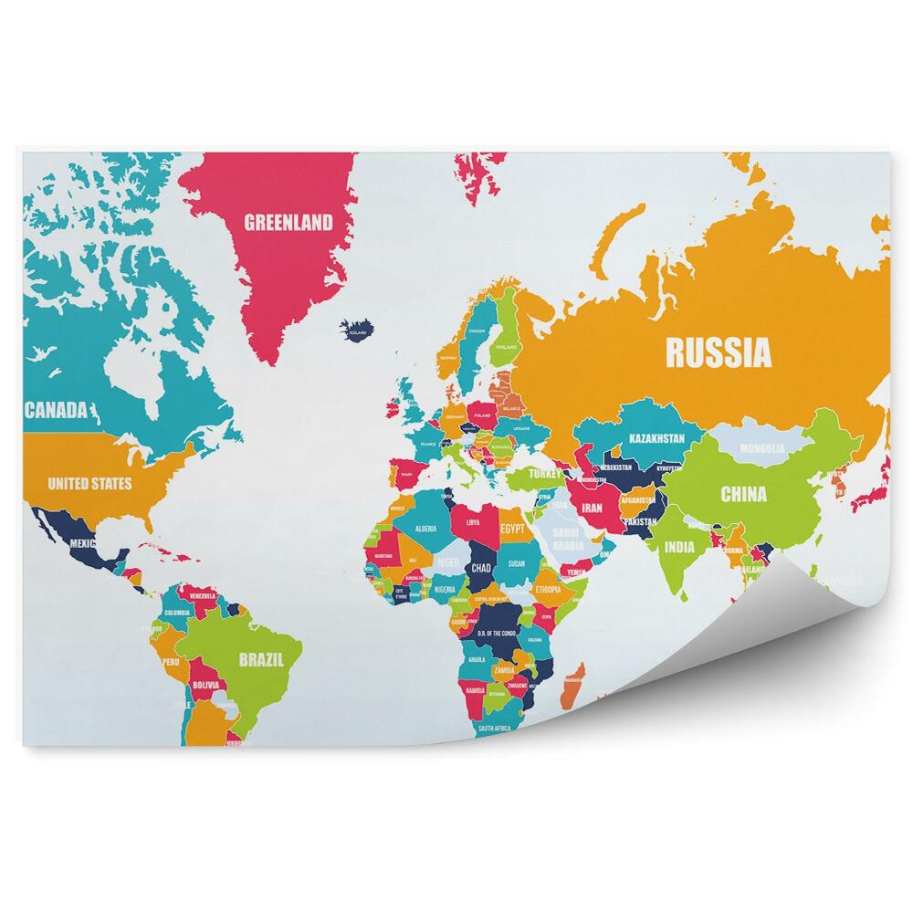 Fototapeta na ścianę Polityczna mapa świata państwa kolorowa