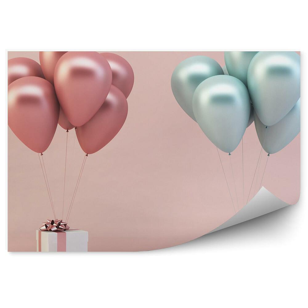 Okleina ścienna Różowe i niebieskie balony prezenty
