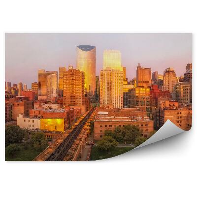 Fototapeta Widok chicago budynki wieżowce tory samochody wieżowce