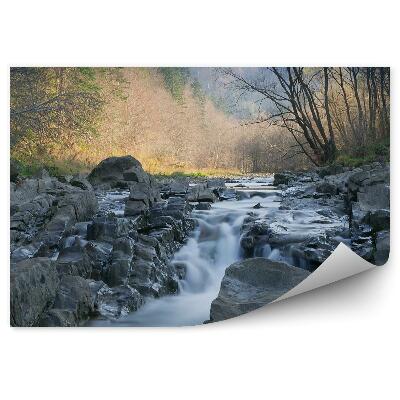 Okleina na ścianę Rezerwat przyrody sine wiry wodospad drzewa natura skały bieszczady