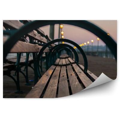 Okleina ścienna Ławki molo ocean niebo zachód słońca