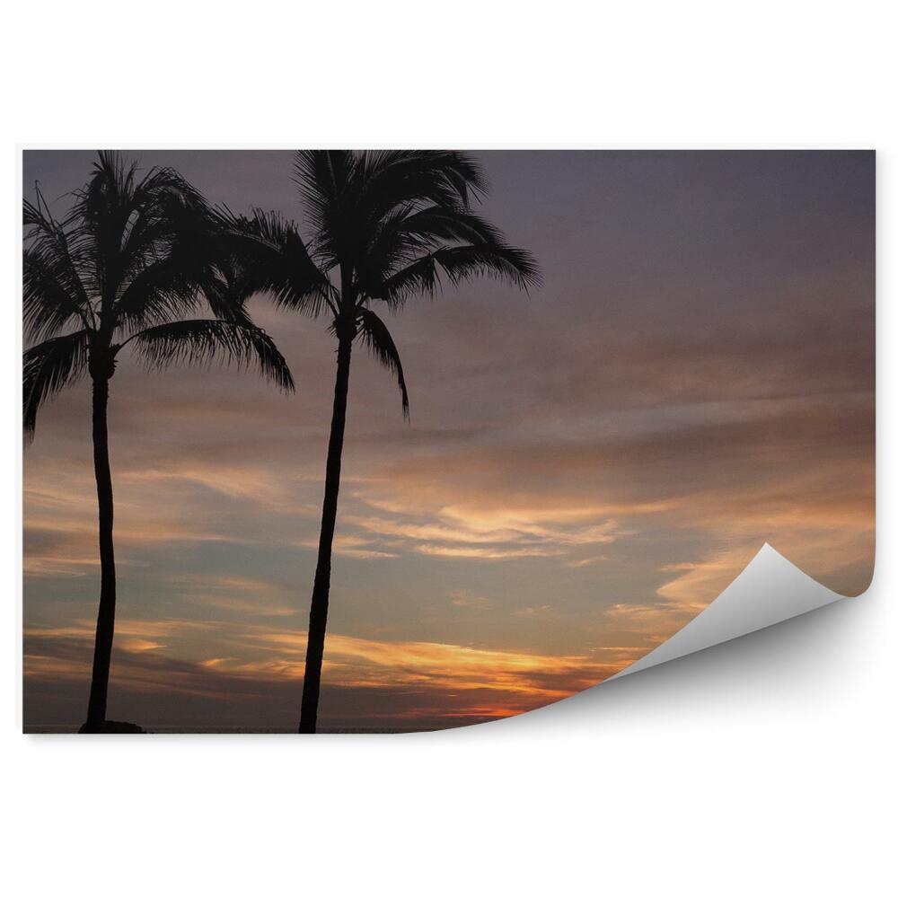 Fototapeta na ścianę Tropikalne palmy na plaży zachód słońca morze