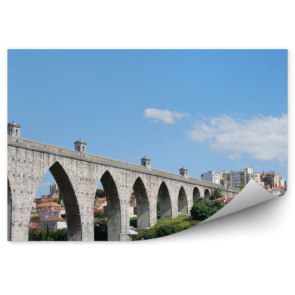 Fototapeta na ścianę akwedukt budynki drzewa niebo chmury Lizbona